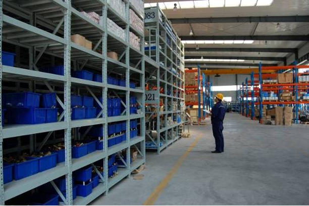 Organized parts storage in the Yantai warehouse